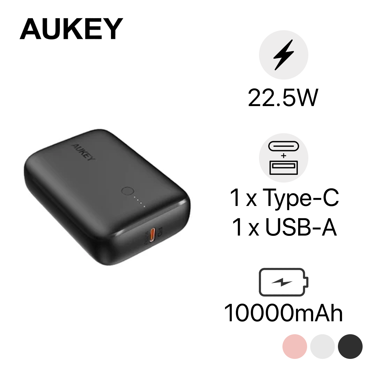 Pin sạc dự phòng Aukey 10.000mAh PB-N83S 20W PD chính hãng | Lấy liền